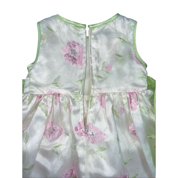 Bonnie Baby 12M Floral Tulle Dress Mint Green Pink Satin Party Princess Floral‎ - Picture 5 of 11